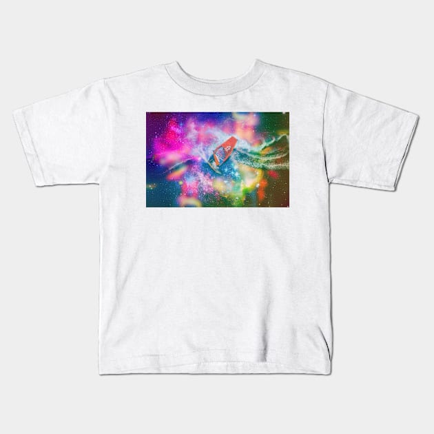 Dood surfing the cosmos Kids T-Shirt by PsychedelicAstronaut